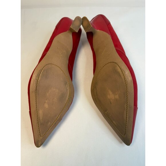Franco Sarto Darcy Pumps Womens Size 8.5 Red Suede Pointed Toe Kitten Heel Shoes - Picture 10 of 13